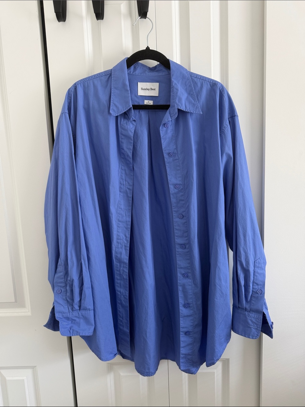 Sunday Best Women’s Blue Button-Front Shirt Oversized